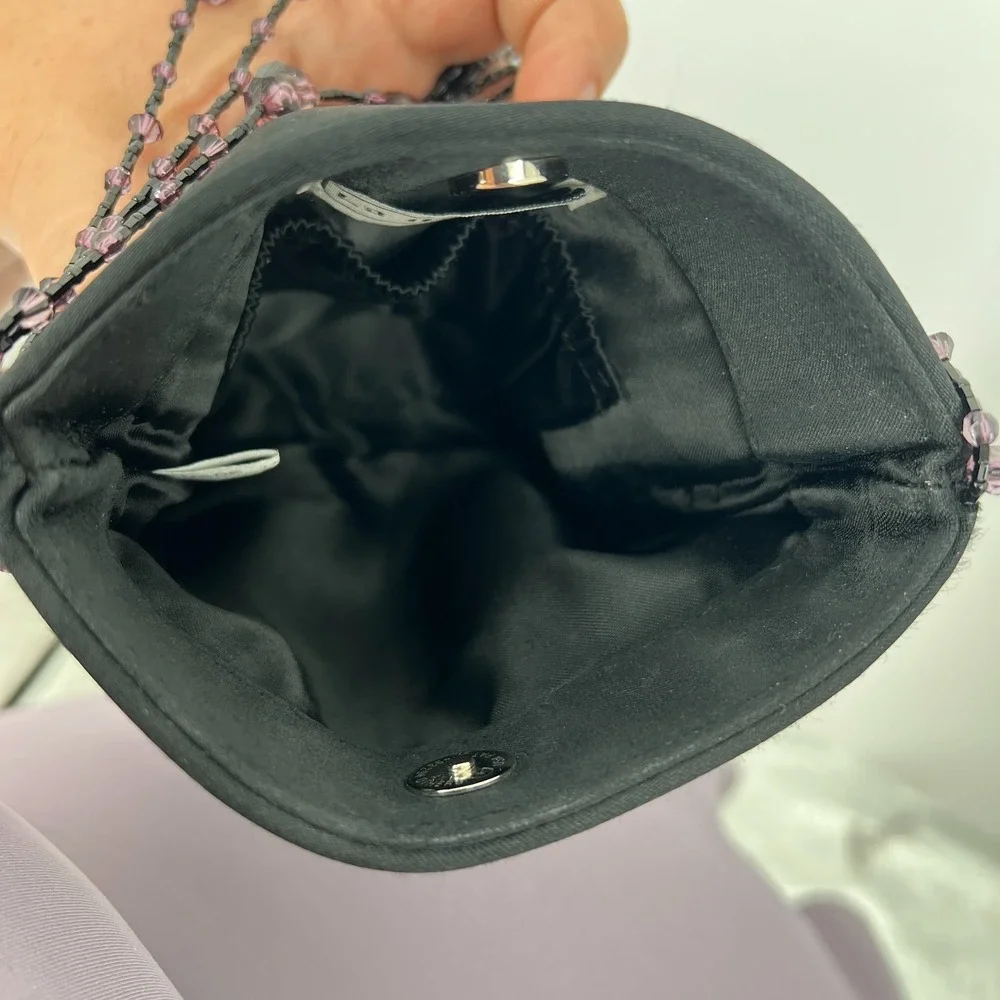 La Regate retro beaded handle black evening purse small bag whimsigoth goth boho